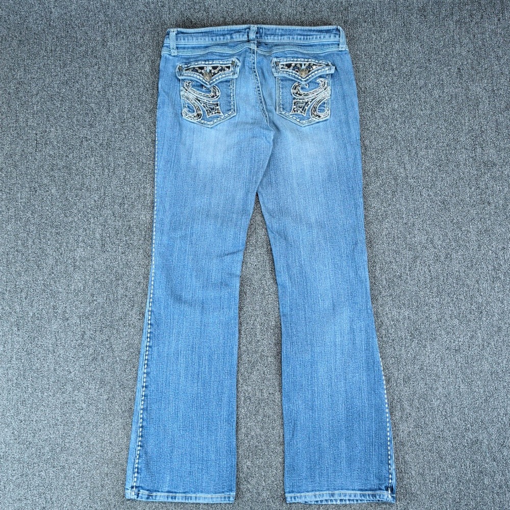 Rock 47 Wrangler Y2K Bootcut Jeans Womens 11/12 Blue Low Rise Embellished Denim — photo 2
